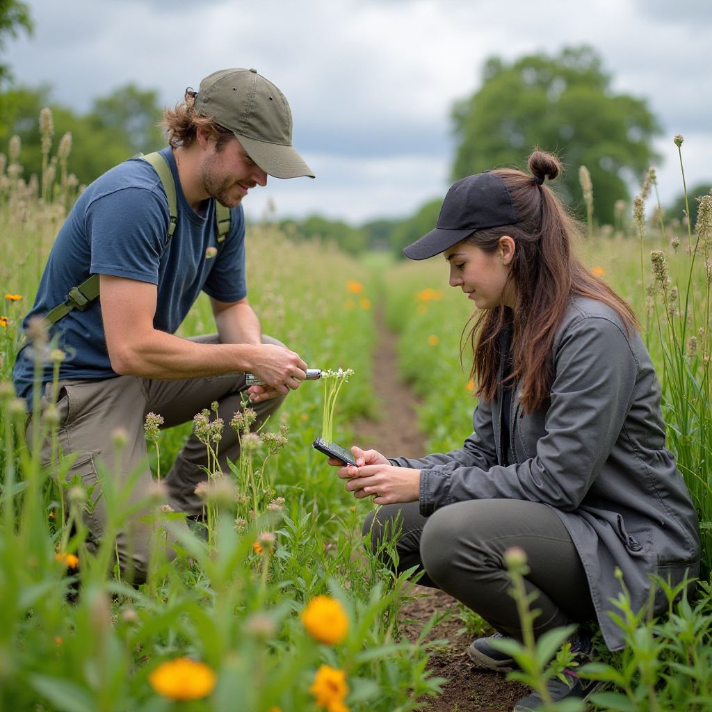 Field researchers collecting data