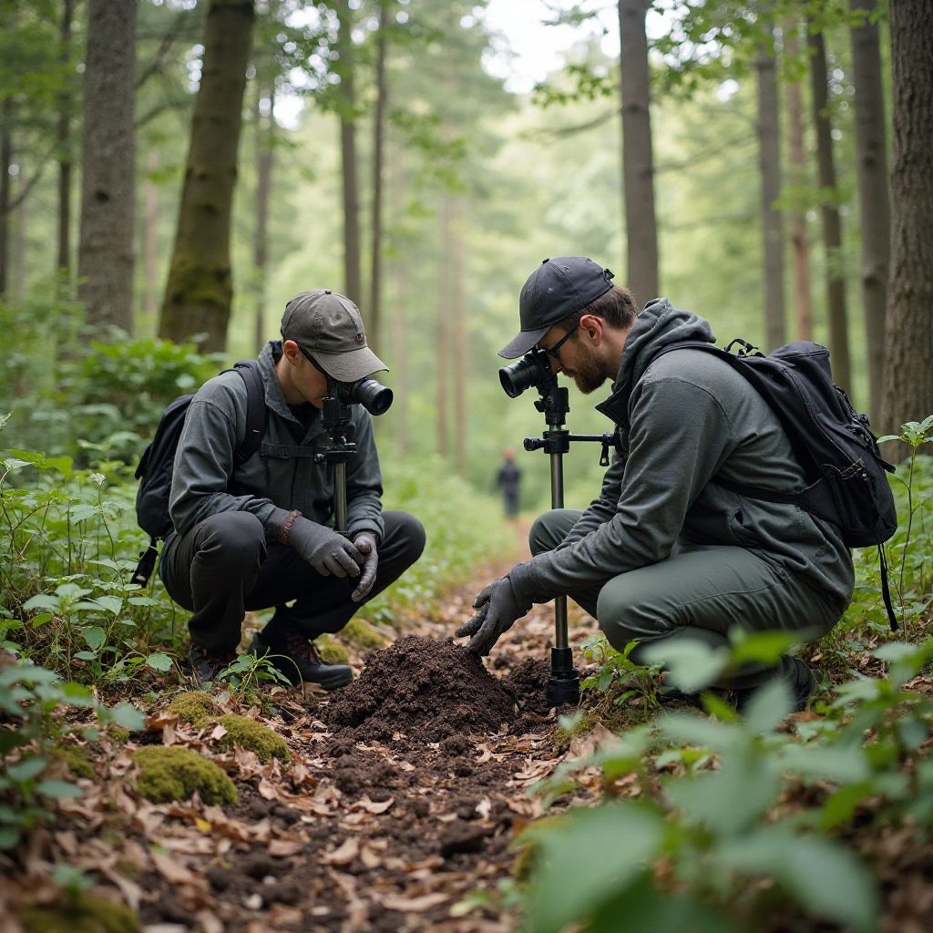 Scientists collecting data in the field